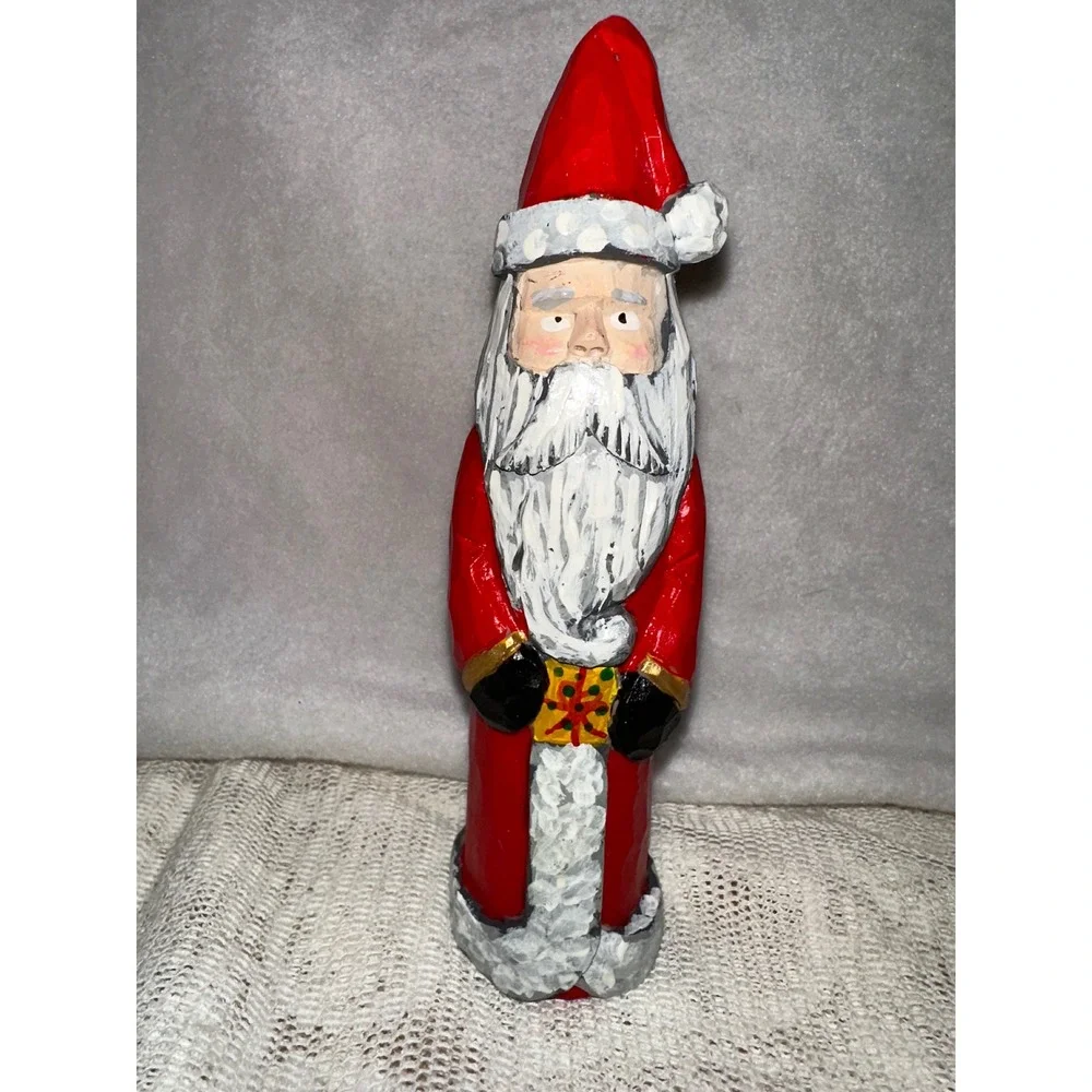 Hand Carved‎ Santa Claus Figure Virginia McHaney 2004 Christmas Decor